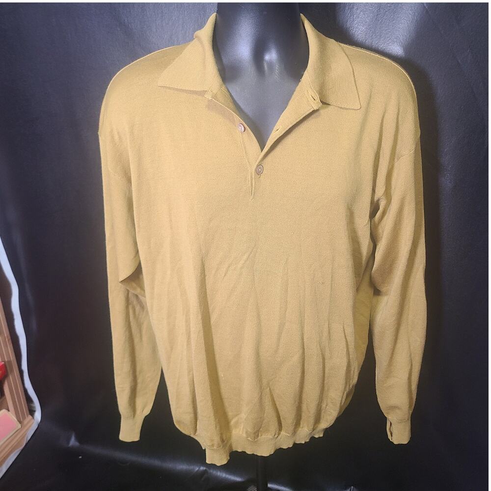 Vintage yellow Gucci knit long-sleeve collared sweater size 54